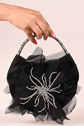 Female Black Wedding Embroidered Clutch Bag