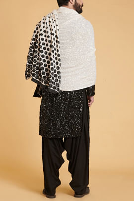 Ivory Frilled Long Kimono Jacket Design by Siddartha Tytler at
