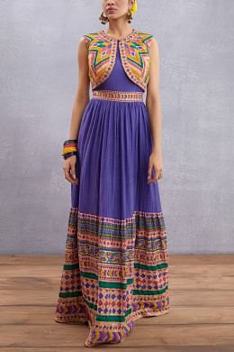Blue and purple combination dress on sale