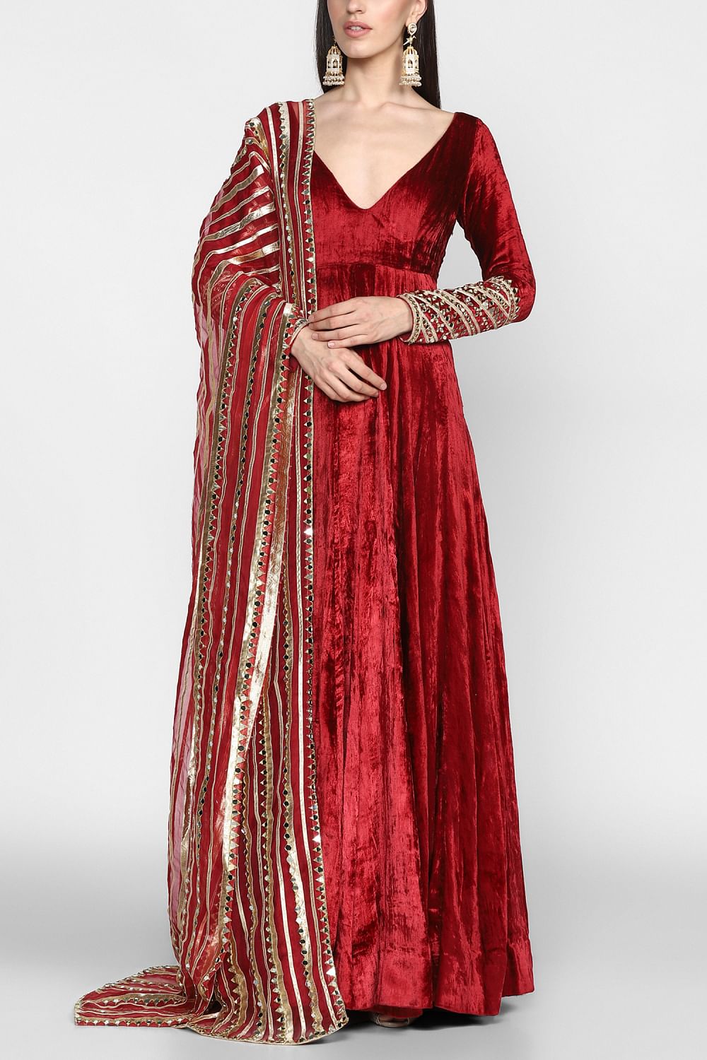 Red velvet sales anarkali suits