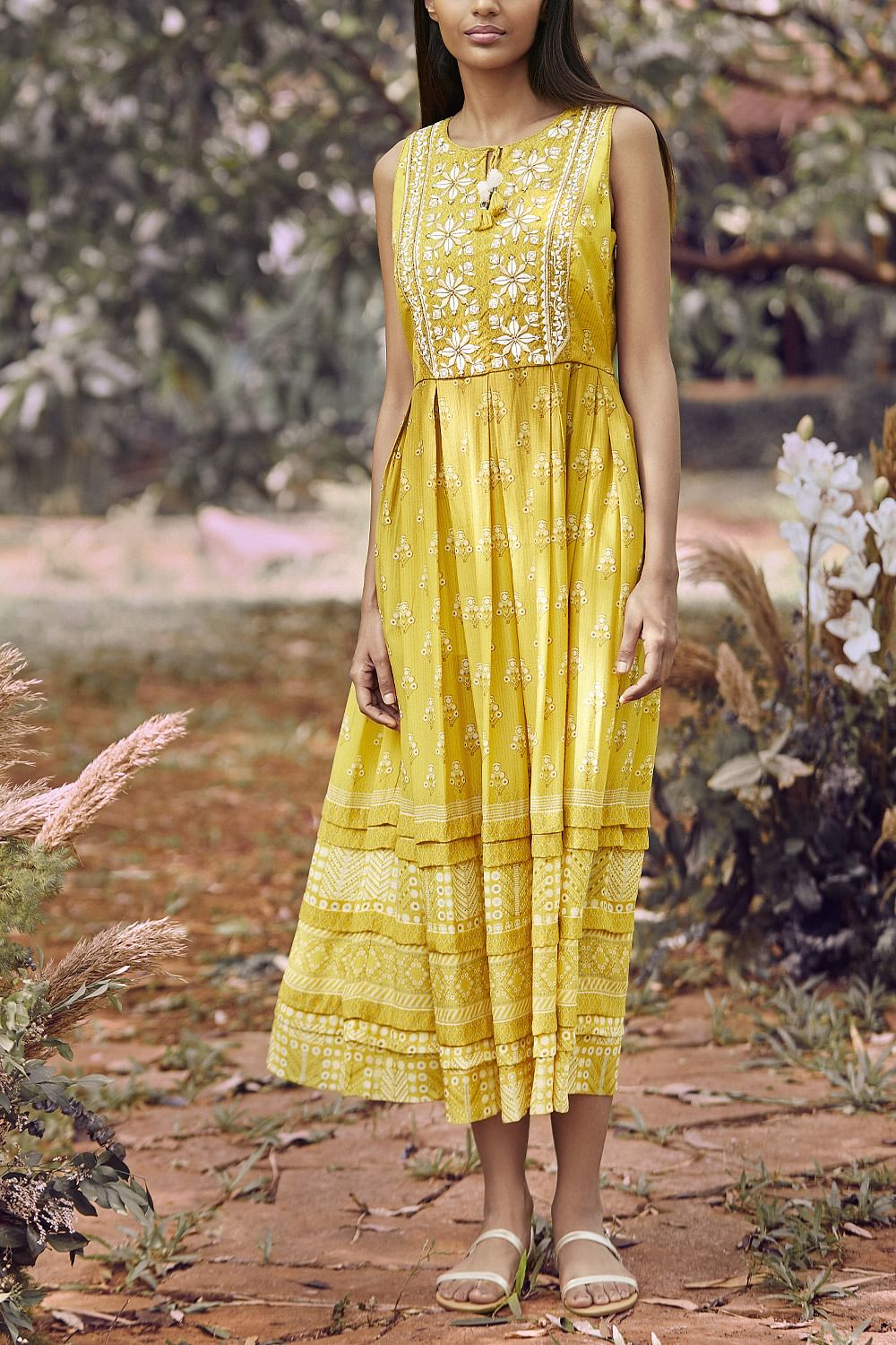 Buy Ochre printed summer dress by Anita Dongre at Aashni and Co