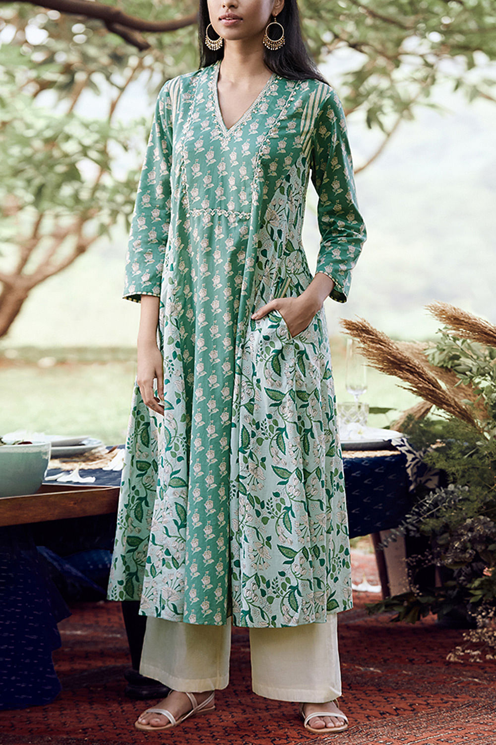 Buy Mint green printed tunic by Anita Dongre at Aashni and Co