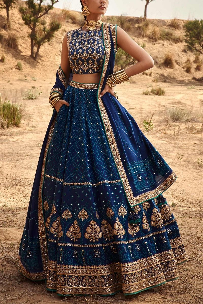 Anita dongre online blue lehenga