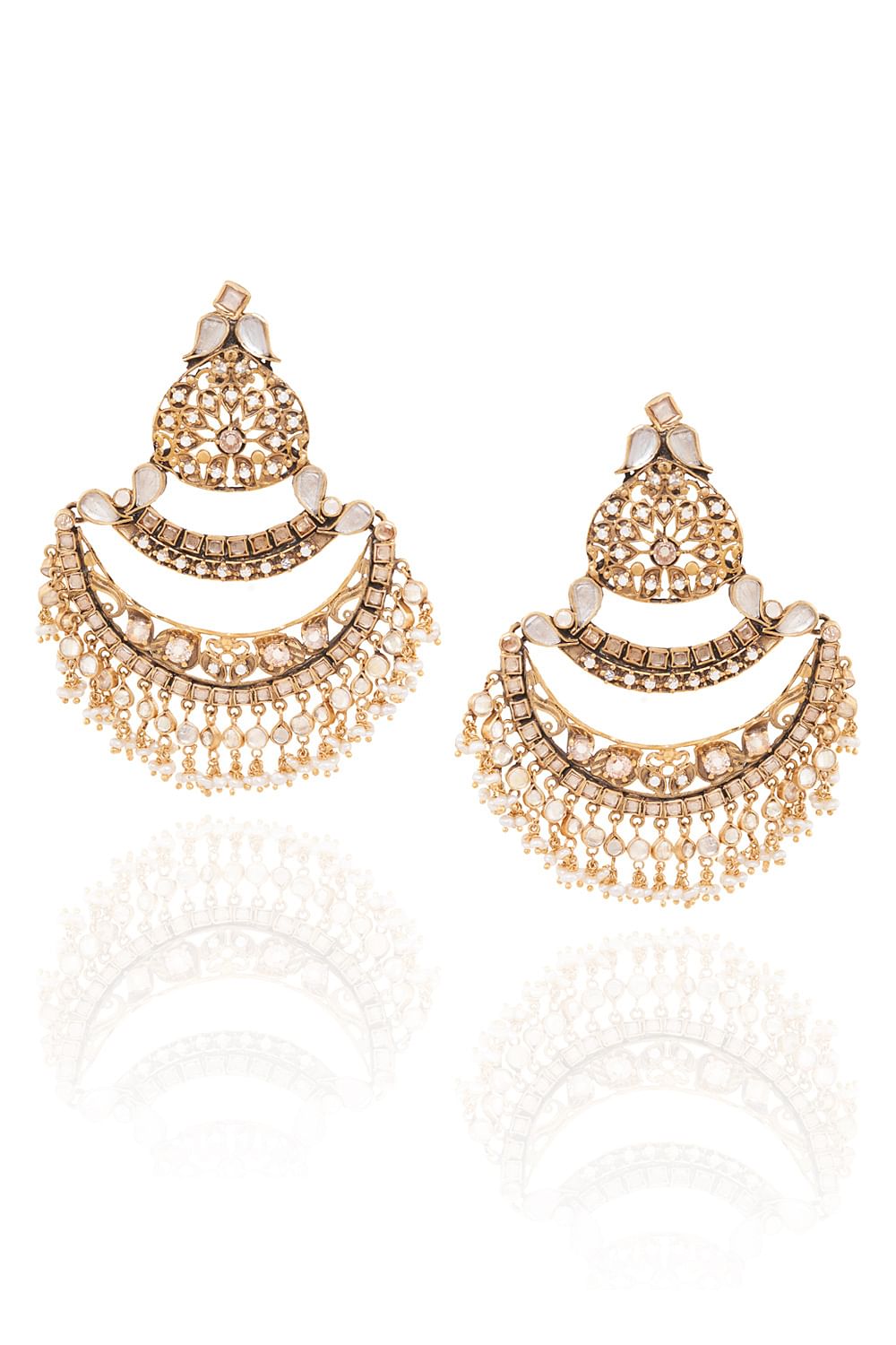 Buy Silver crescent earrings by Anita Dongre at Aashni and Co