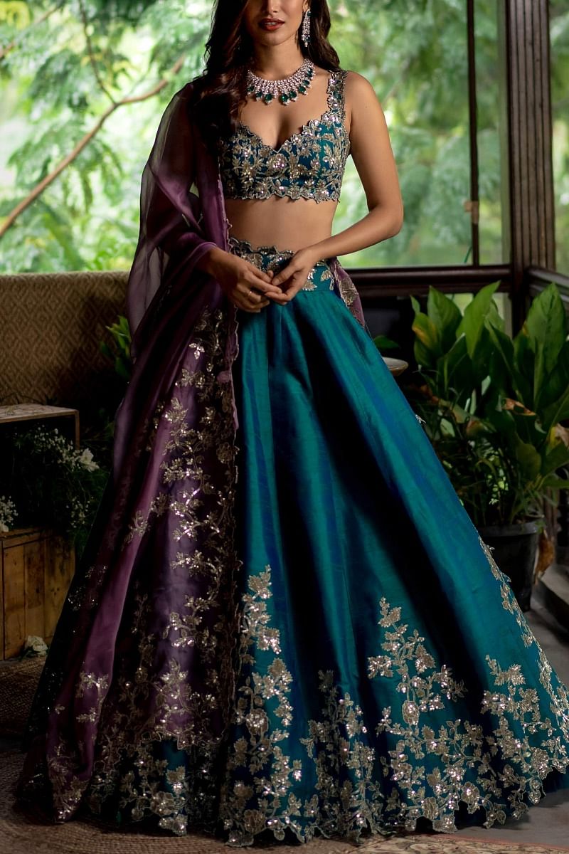 Emerald green new arrivals lengha