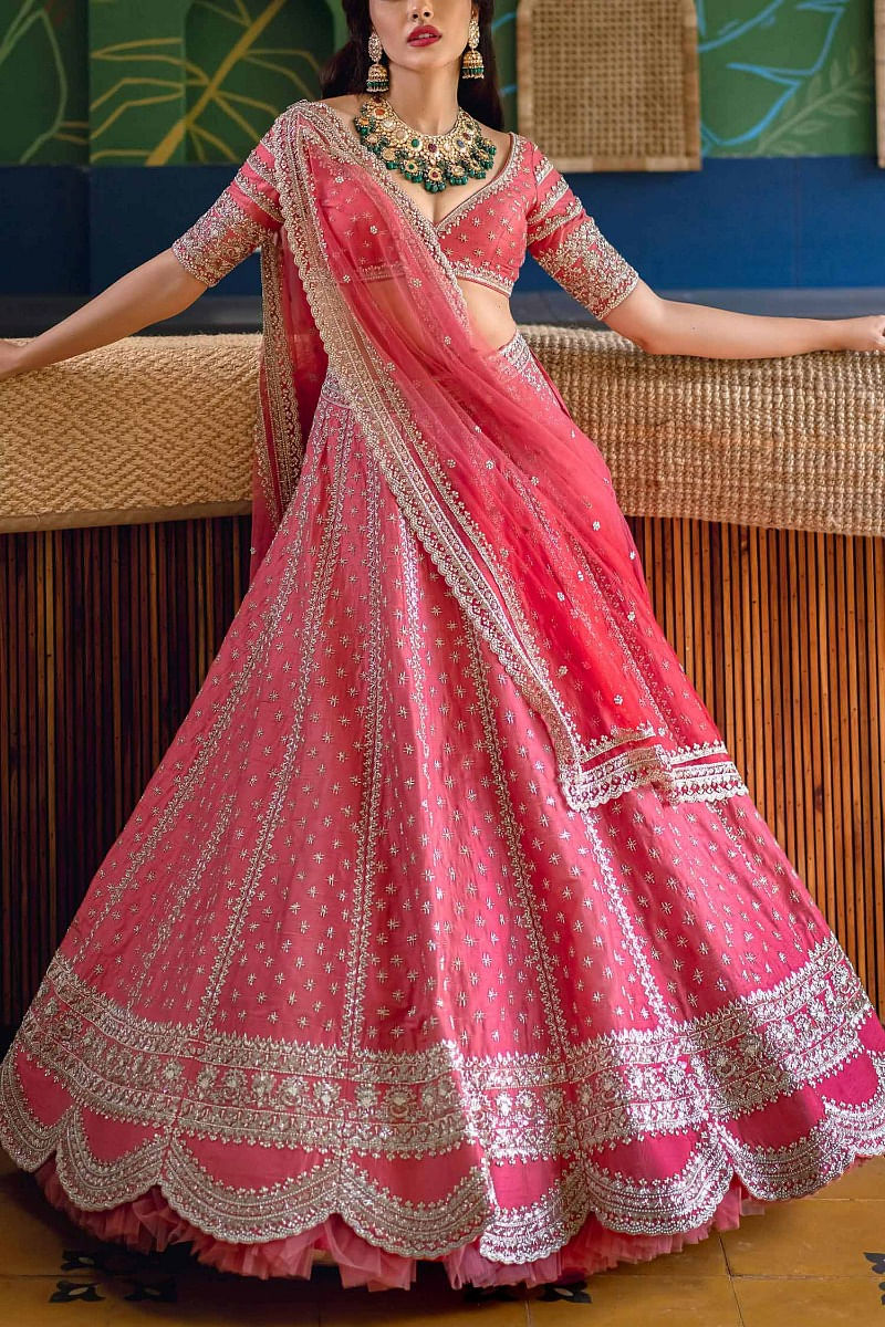 Ivory Pearl Embroidered Lehenga Set Design by Anushree Reddy at Pernia's  Pop Up Shop 2024
