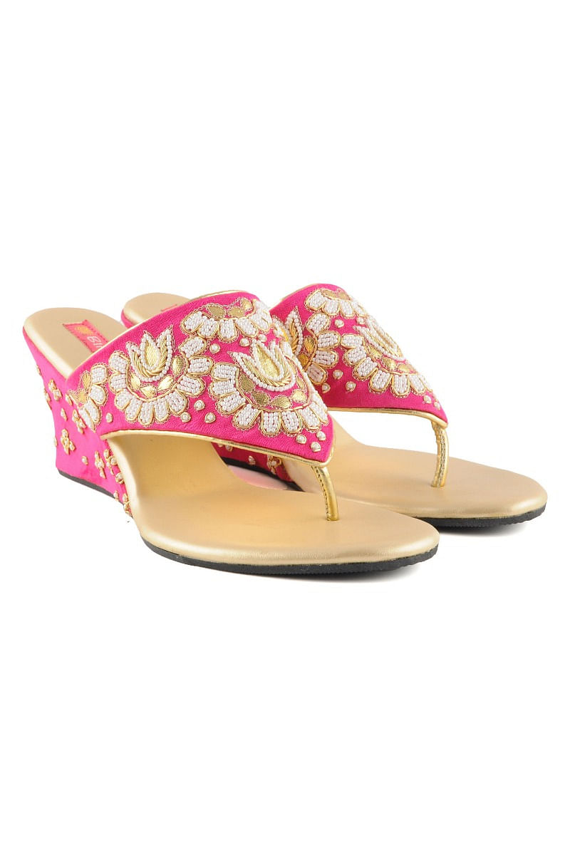 Buy Women Rose-Gold Ethnic Sandals Online | Walkway Shoes
