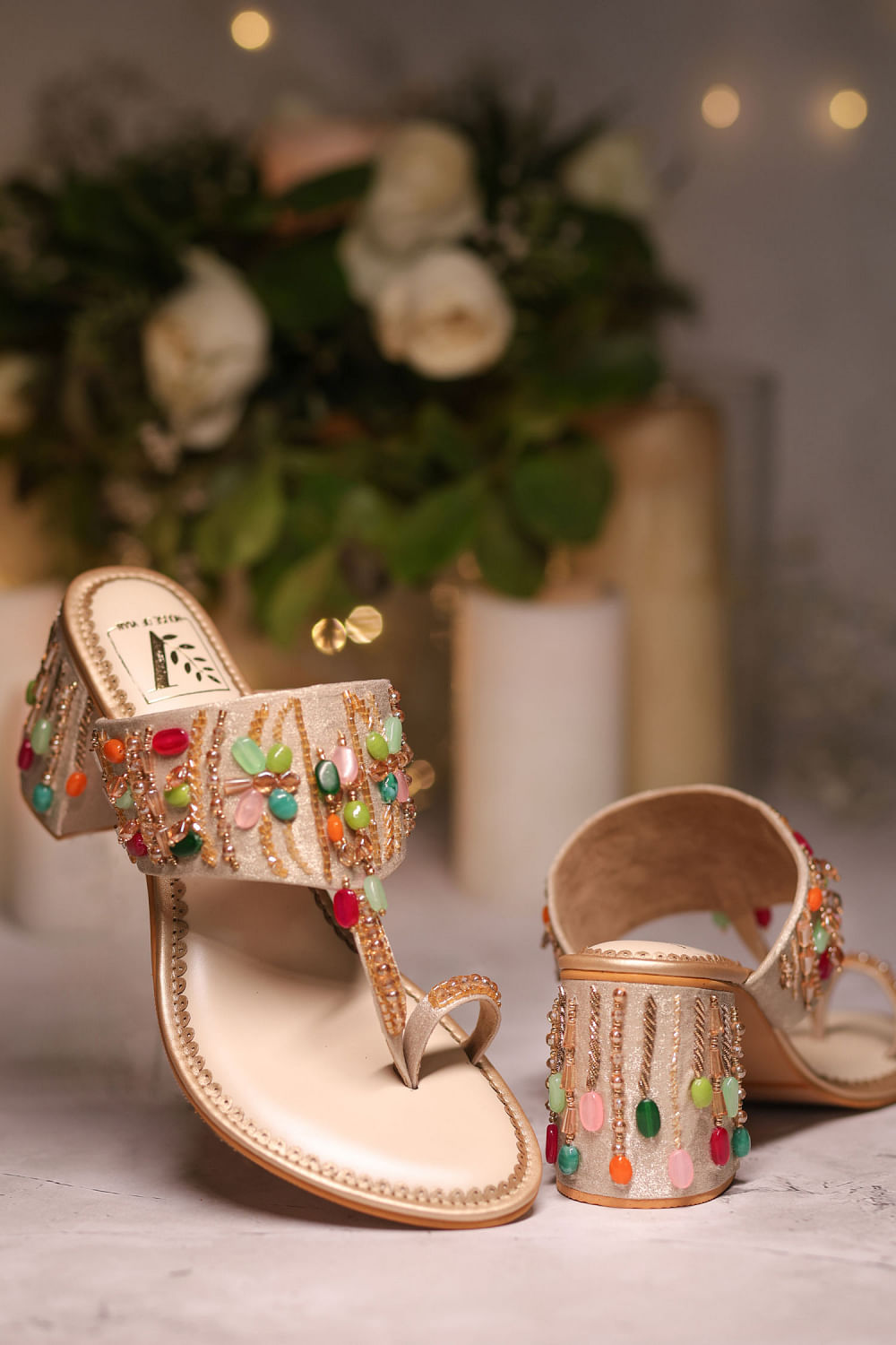 Gold ghunghroo kolhapuri heels | HighOnVogue