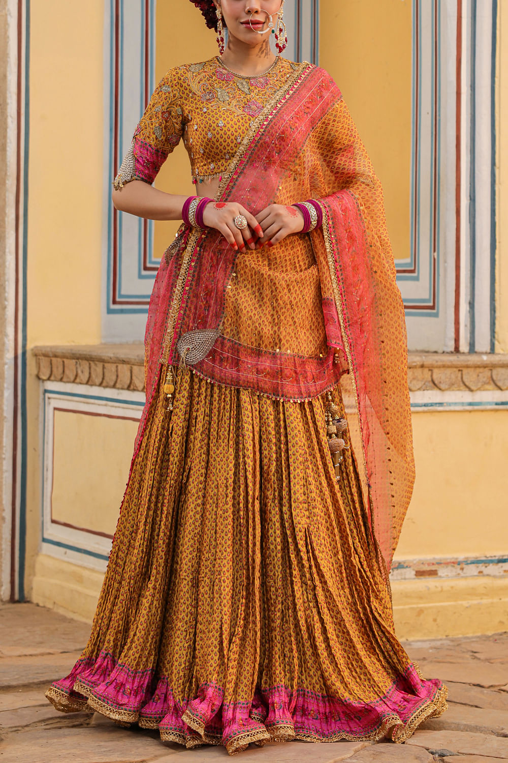 Neeti Mohan In Mustard Raw Silk Lehenga Set With Heavy Embroidery Online -  Kalki Fashion