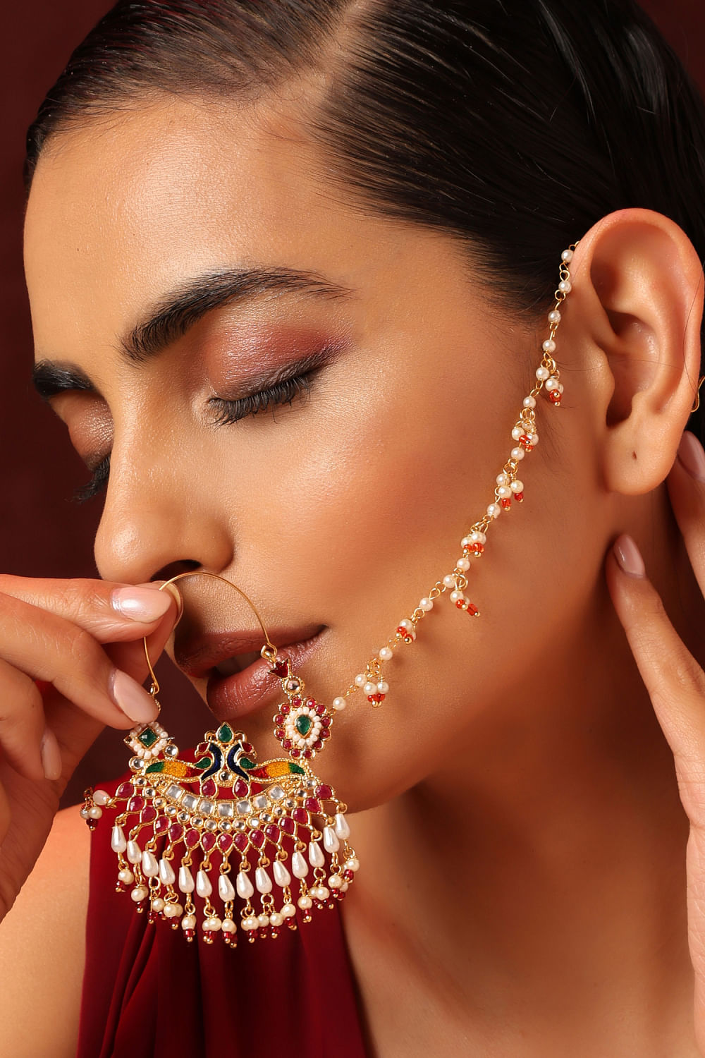 Buy Kundan Classic Nose Ring With Gold Plating 302290 | Kanhai Jewels