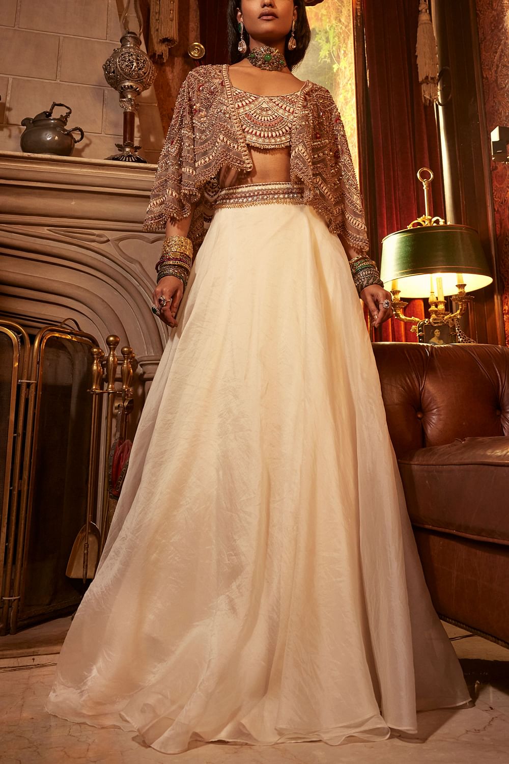 Beige 2024 embroidered skirt
