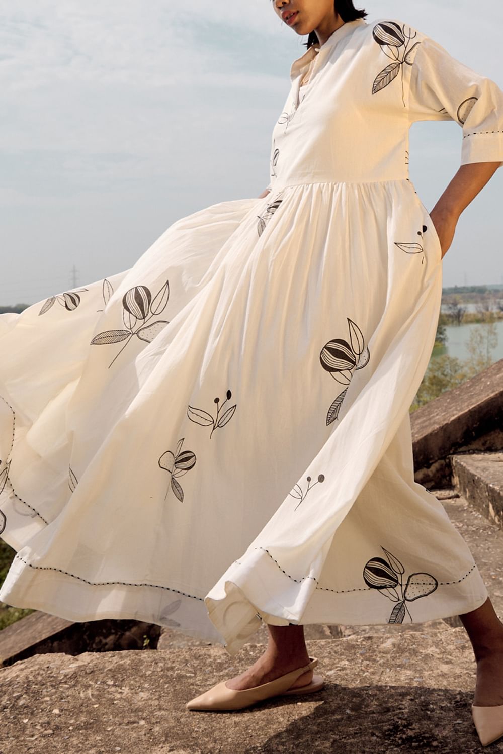 Fruit print maxi online dress