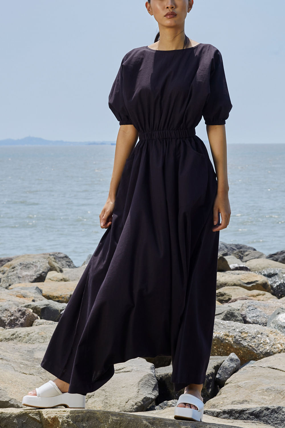 Black drop crotch jumpsuit