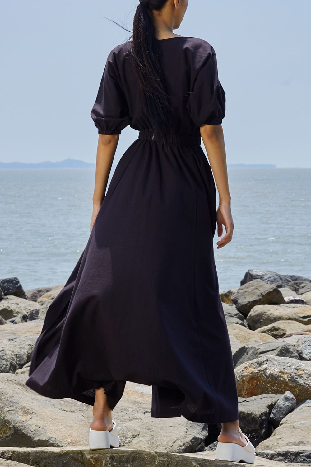 Black drop sales crotch jumpsuit