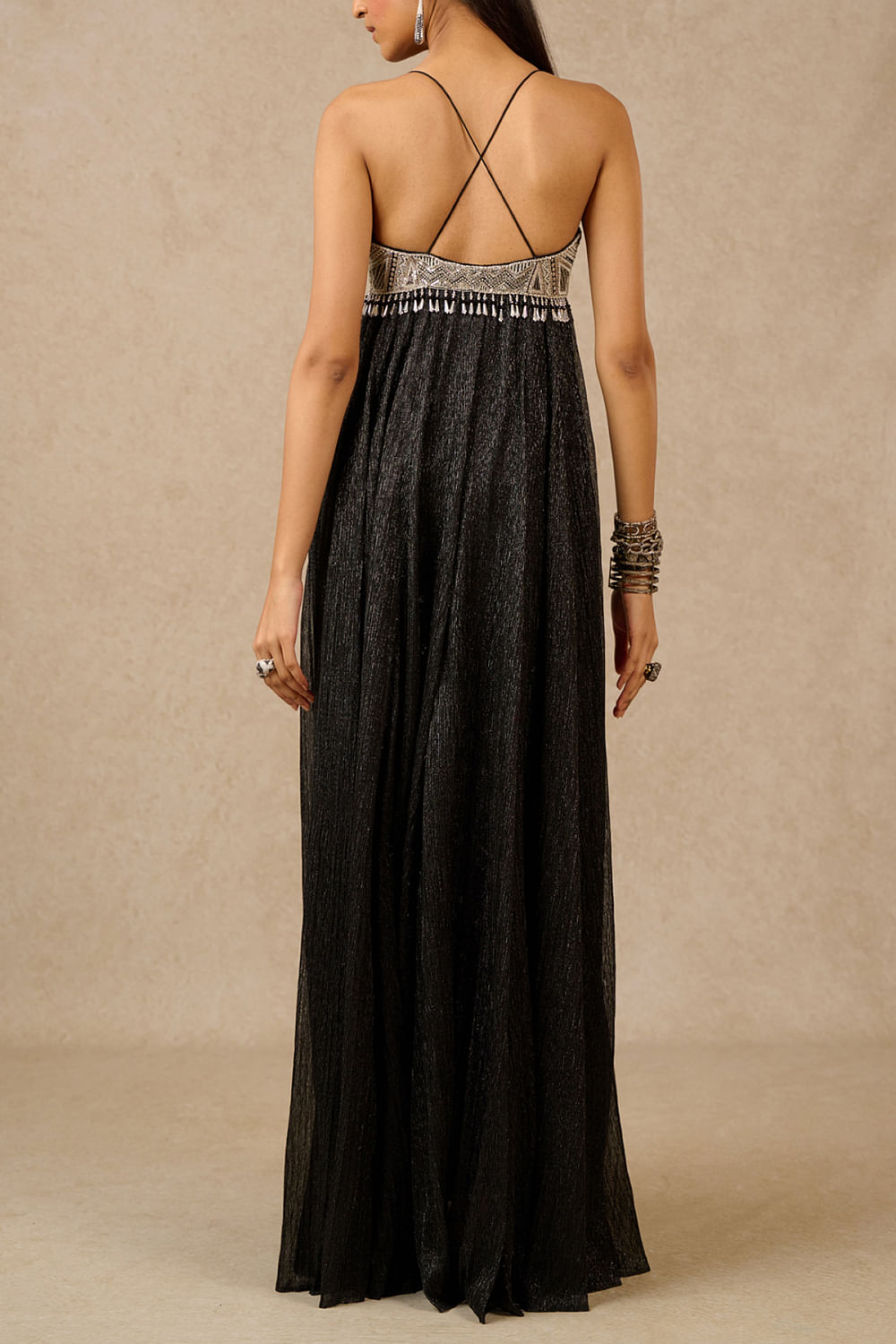 Carmen Black Column Side Slit Silk Tulle Wedding Dress - Galia Lahav