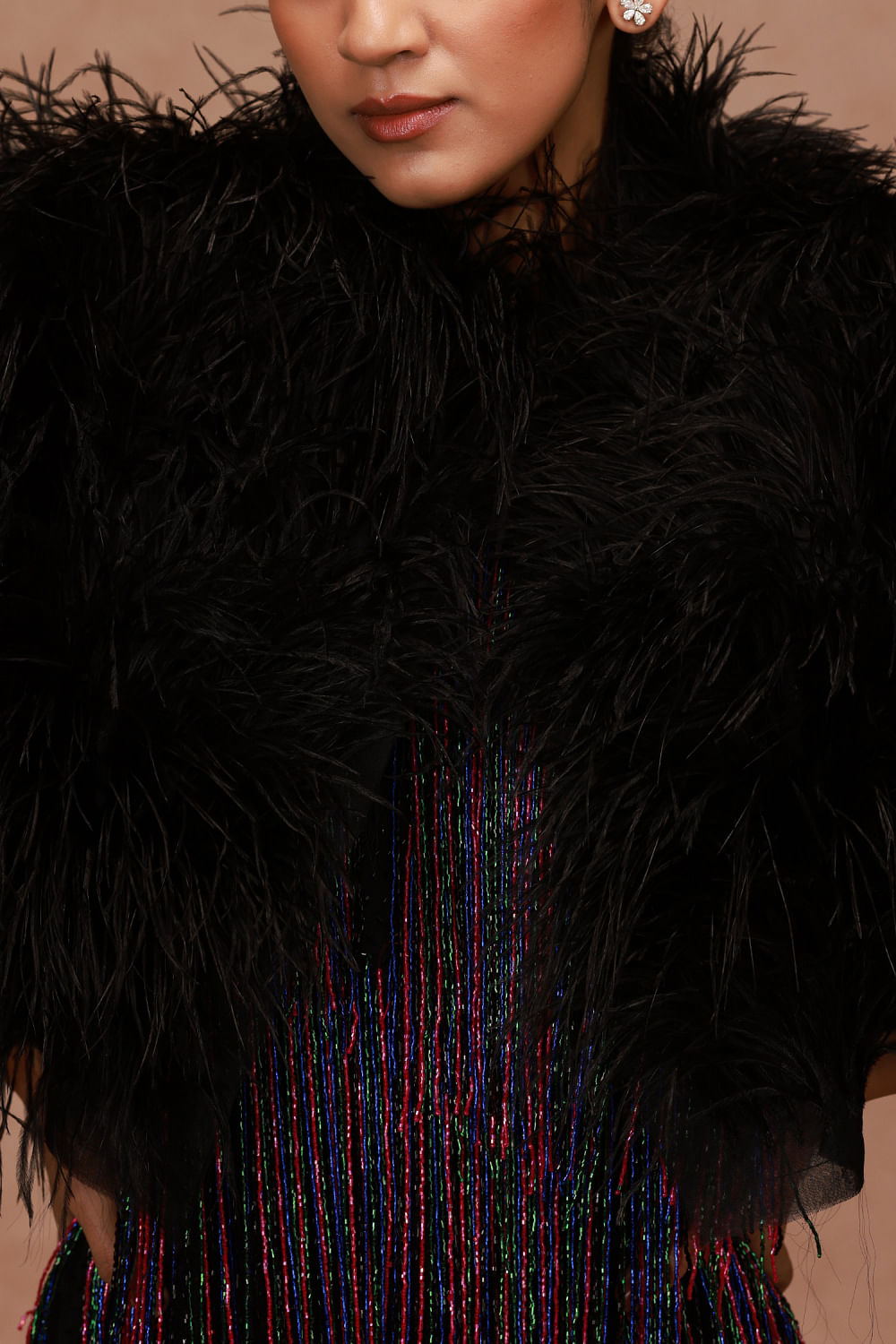 Black feather store bolero jacket
