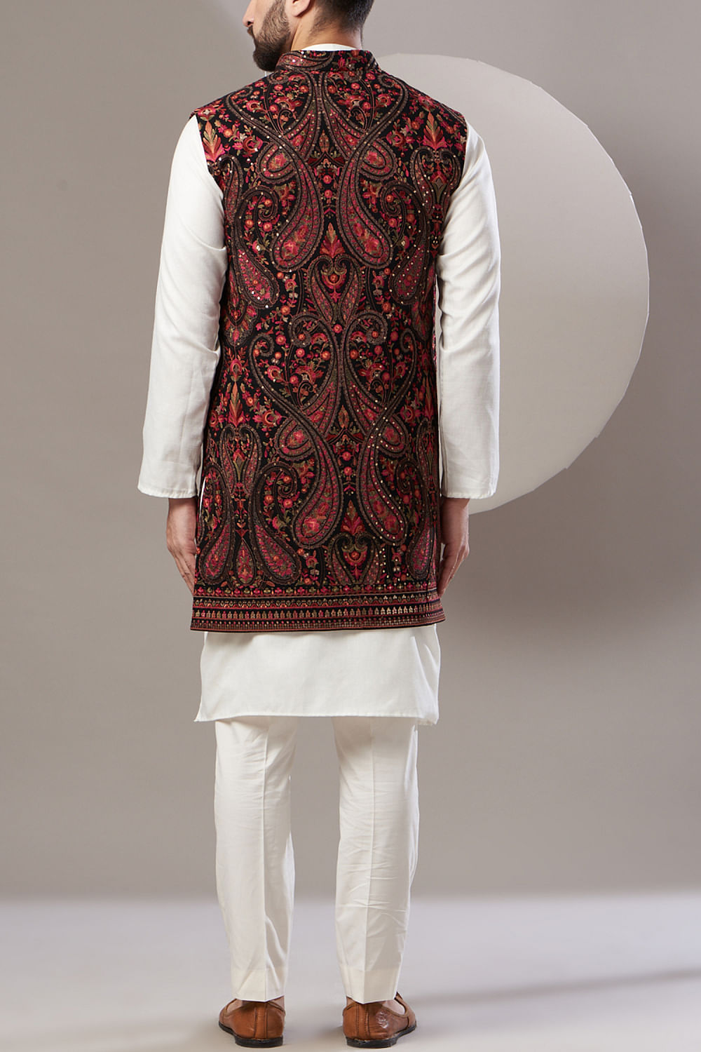 Selfie Metal Black Cotton Kashmiri Embroidered Jacket