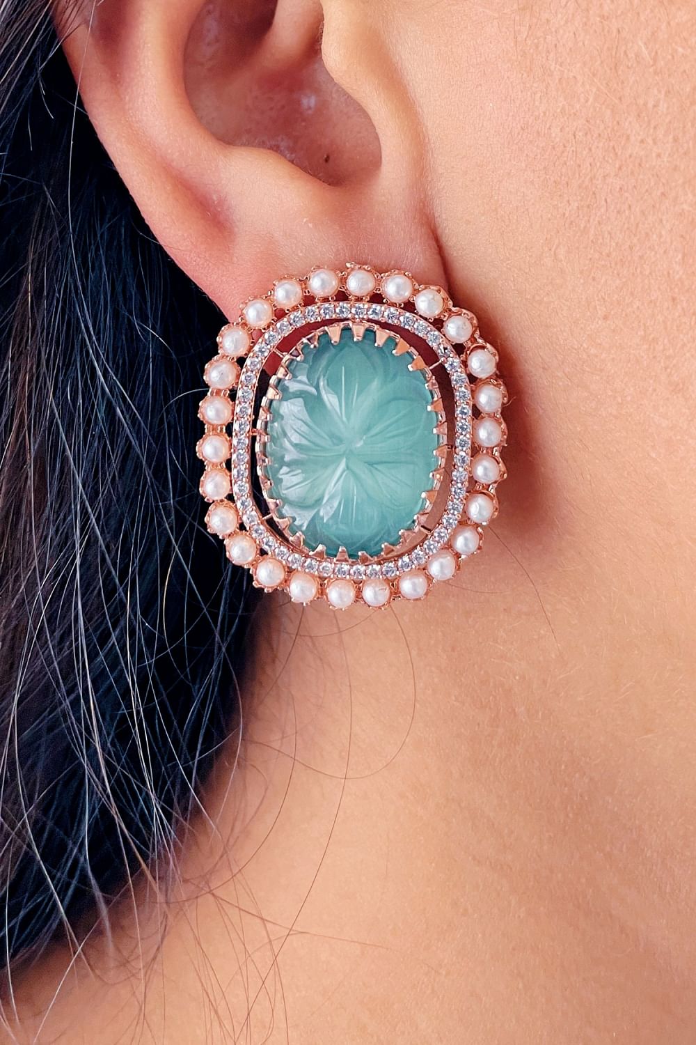 Semi precious stone stud earrings deals