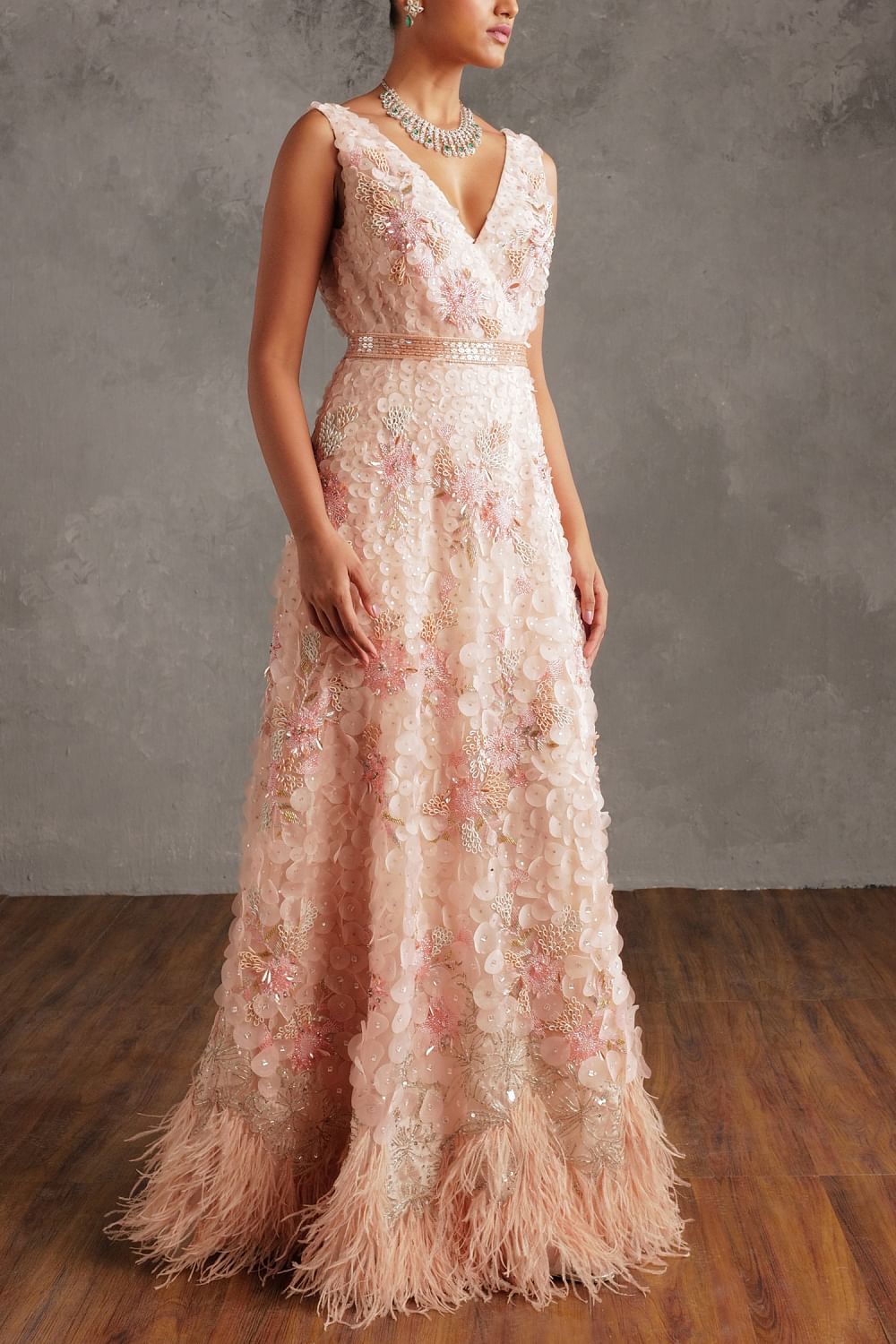 Floral applique gown top