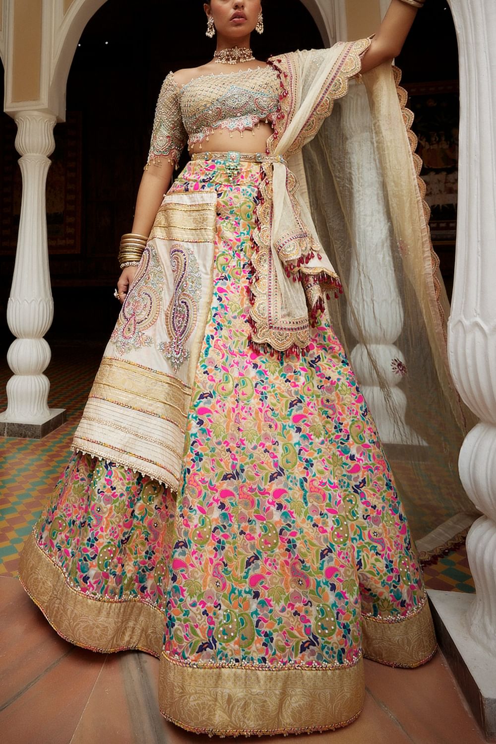 Jamawar shop lehenga design