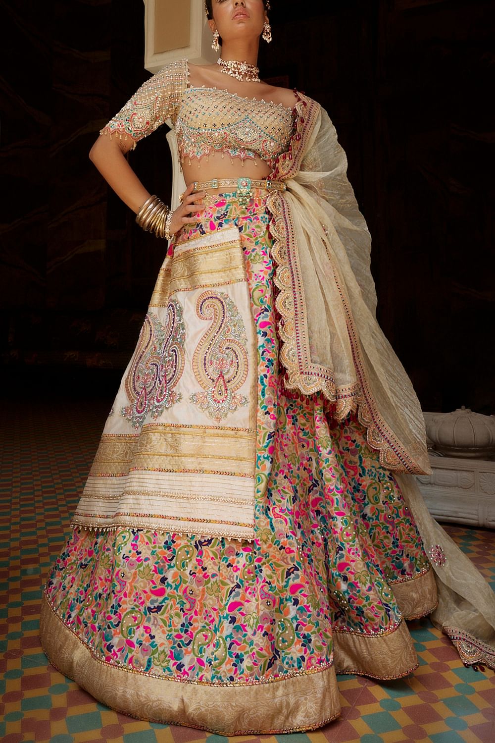 Jamawar sales lehenga style