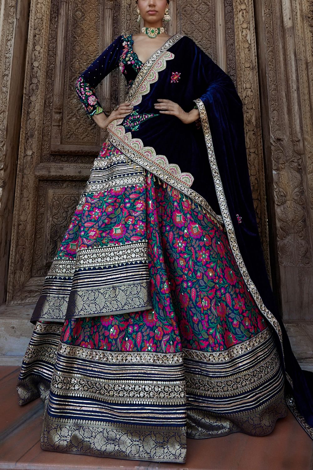 Jamawar cheap lehenga style