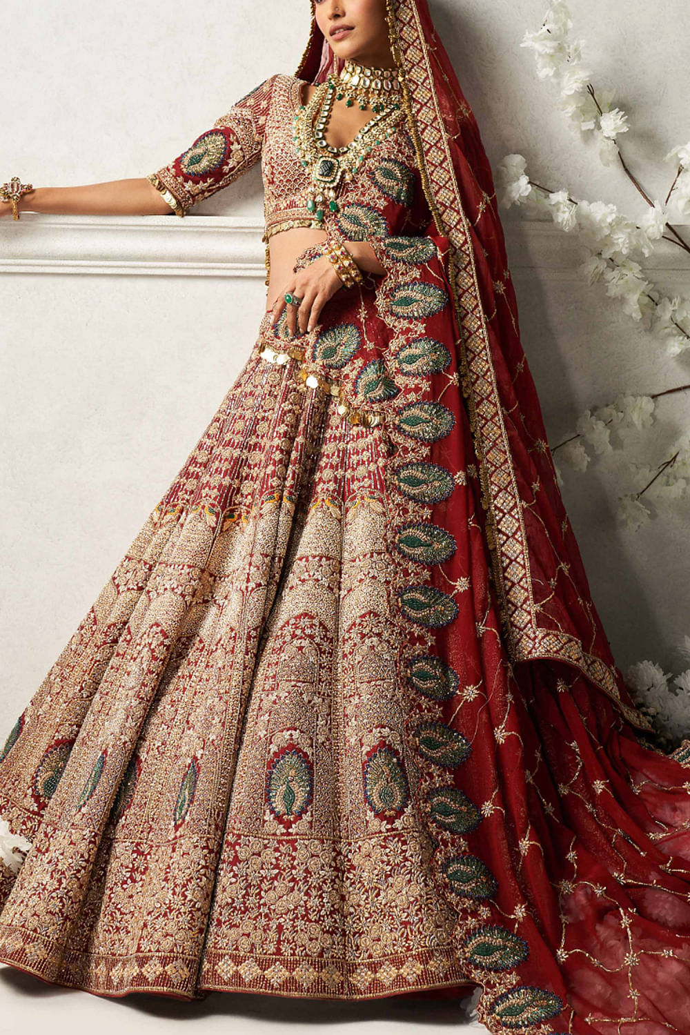 Dark maroon velvet embroidered heavy designer Indian wedding lehenga choli  4702