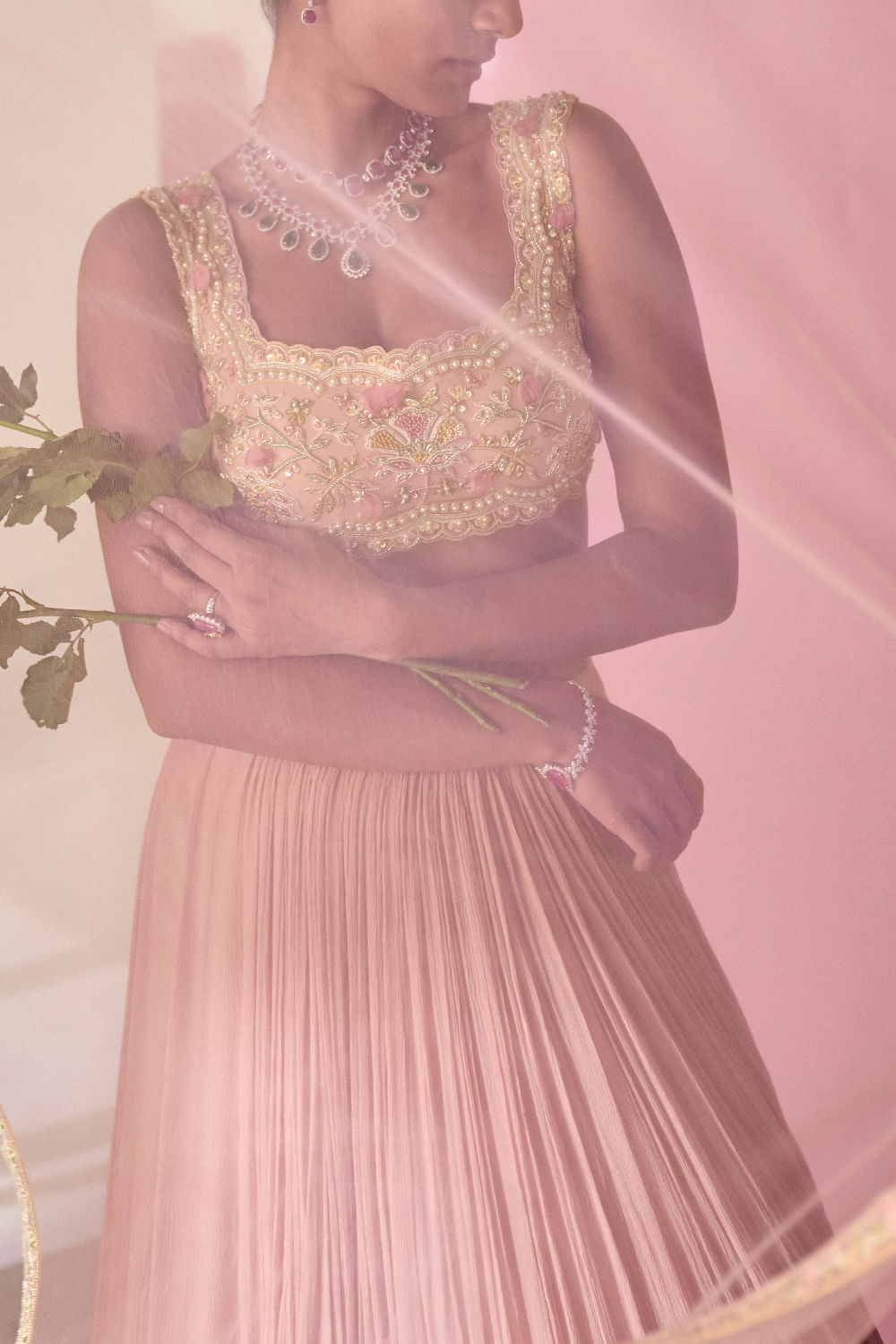 LAMANSH® Gorgeous 🌺 Lilac - Pink Bridal Floral Jewellery Set for Mehen –  Lamansh