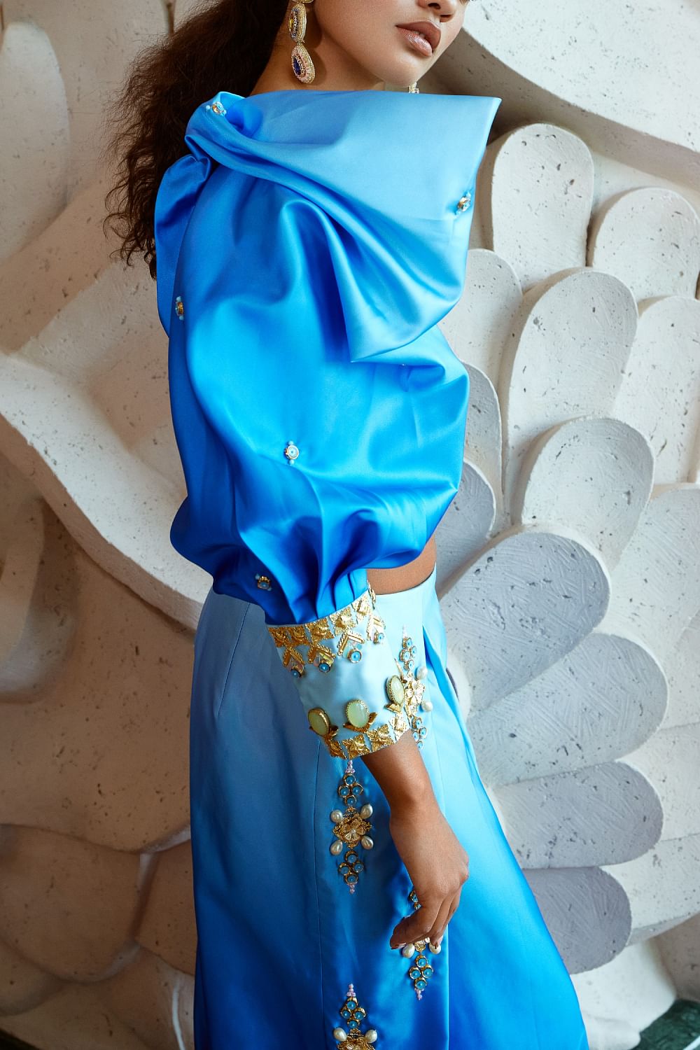 Pleated blue ombre skirt on sale