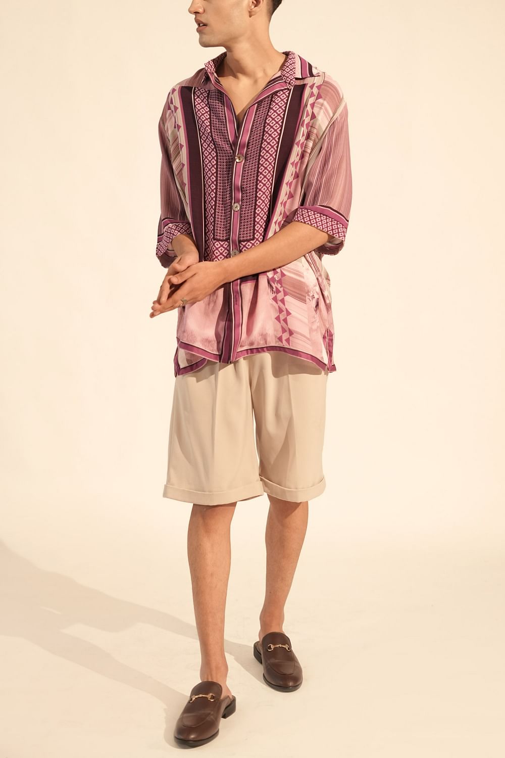 Buy Fawn luxe suiting shorts by Nikita Mhaisalkar at Aashni and Co