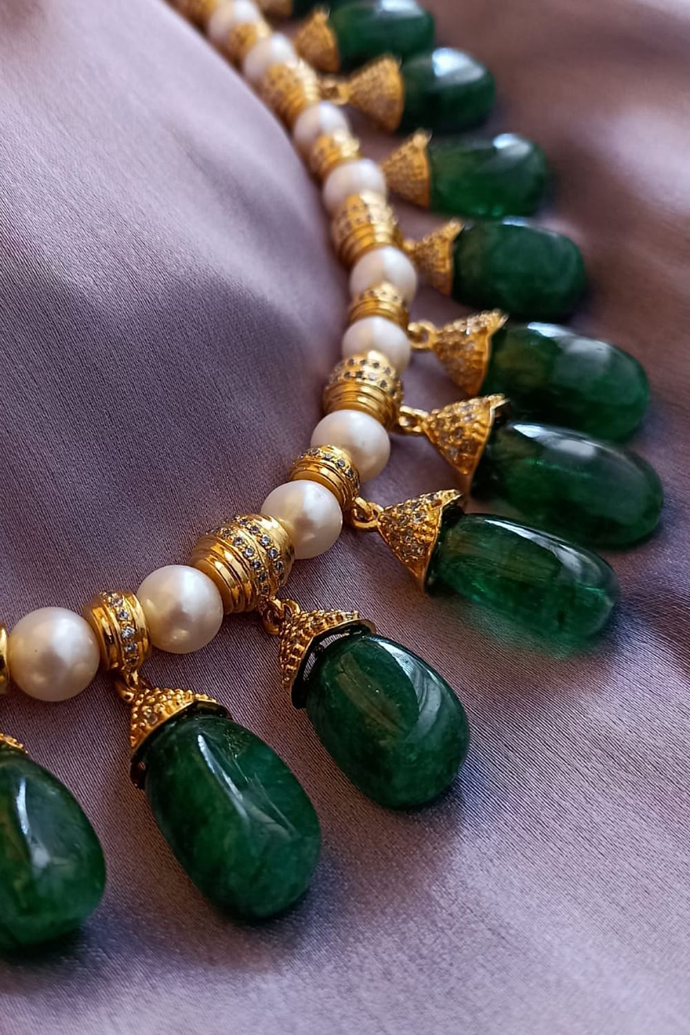 Buy Gold and green faux emerald necklace by Sica Jewellery at
