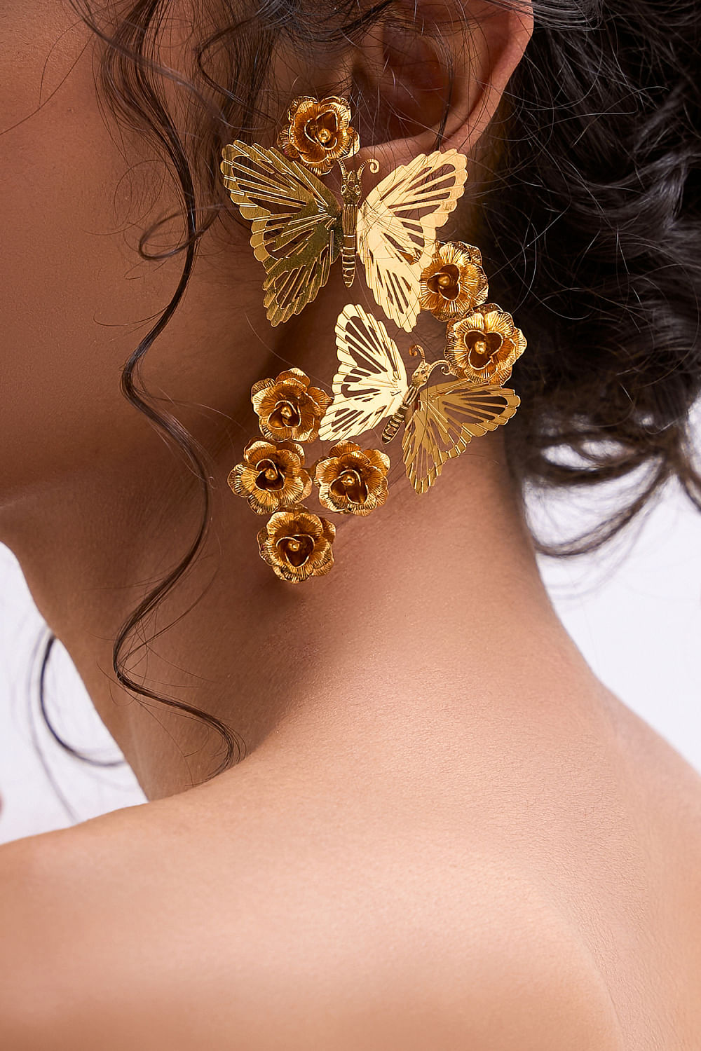 Her Lab's Gold Plated Butterfly Stud Earrings - Perfect for Any Occasion