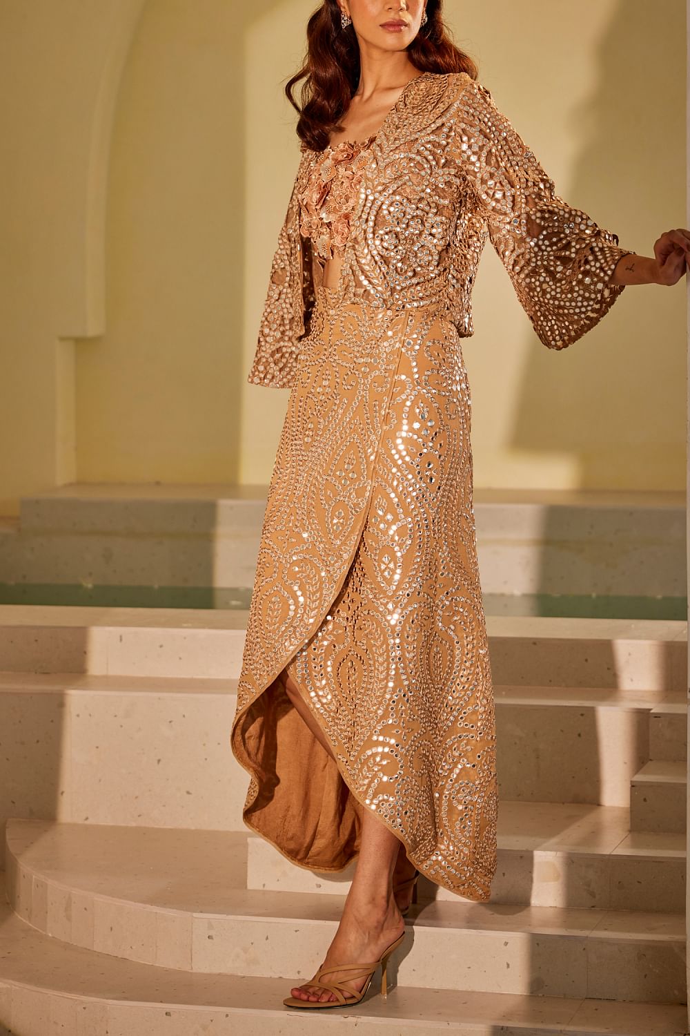 Buy Gold embellished crop jacket by Twenty Nine at Aashni and Co