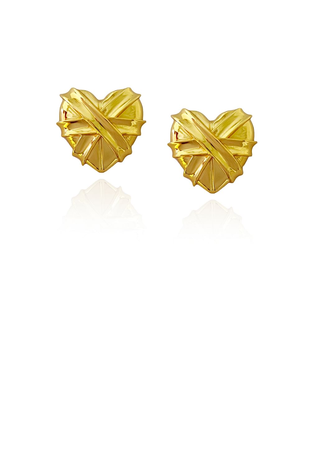 Gold heart embossed studs