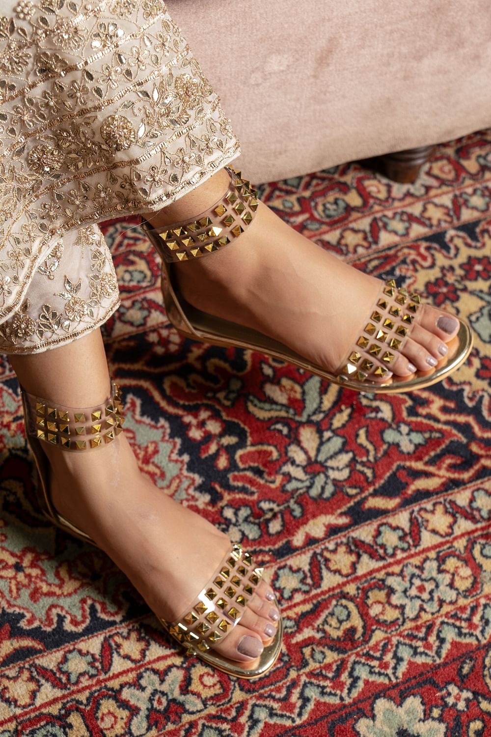 Gold studded flats 2025