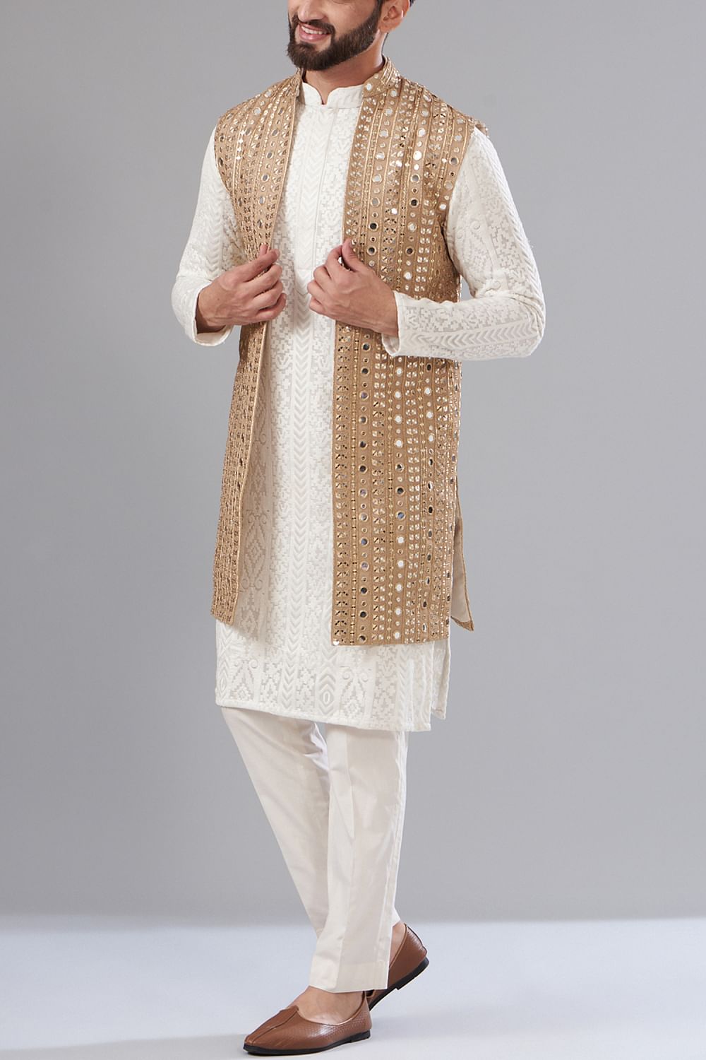 Long golden shrug on sale