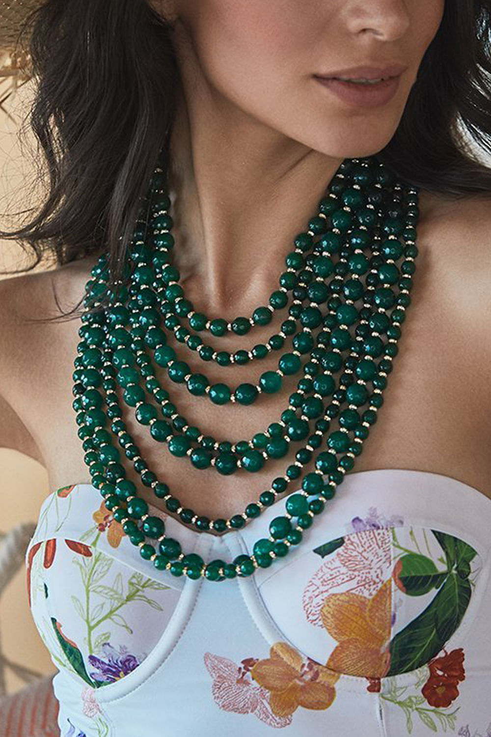 Green semi precious stone necklace shop