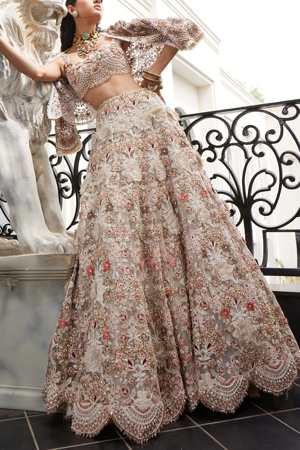 Embroidery Cream Embroidered Jacket Lehenga Set at best price in Hyderabad