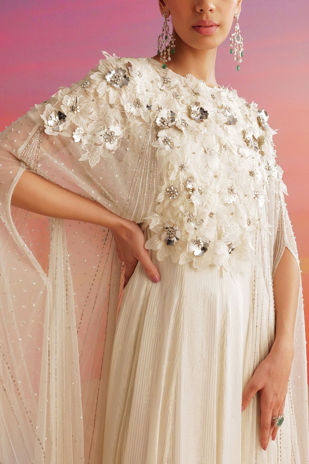 Embellished kaftan top dress