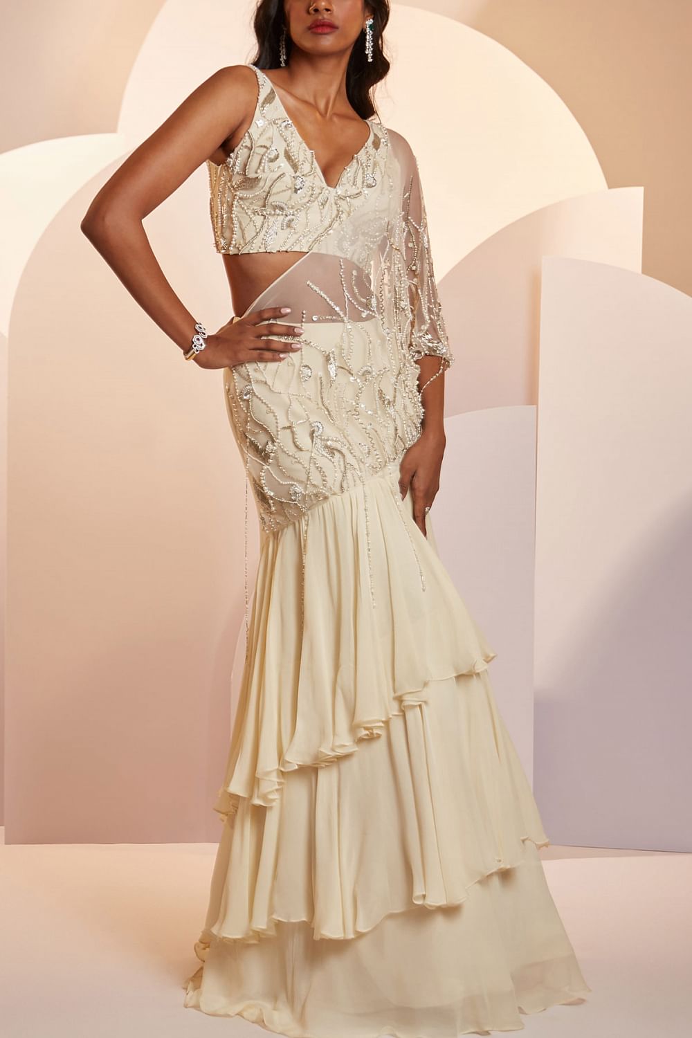 Ivory layered hot sale skirt