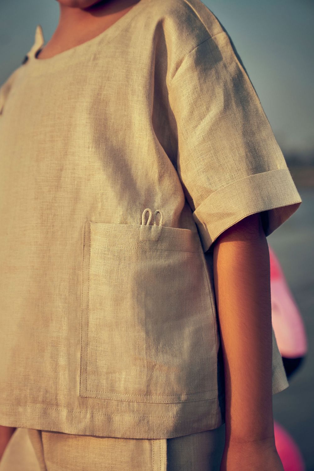 Khaki angrakha style shirt