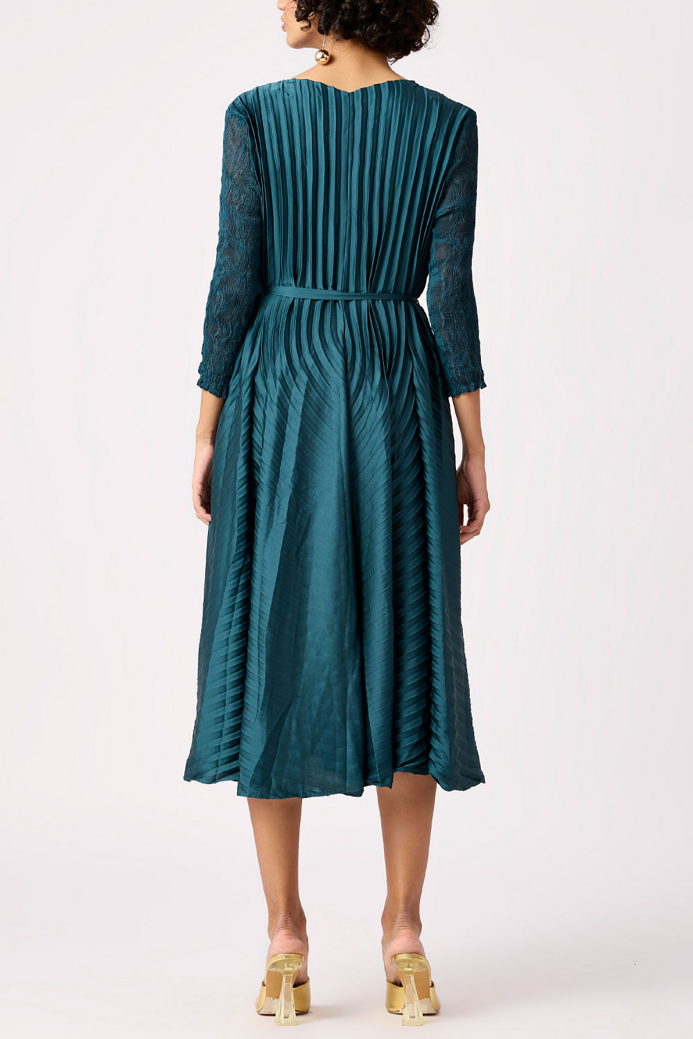 Chevron pleated midi dress sales