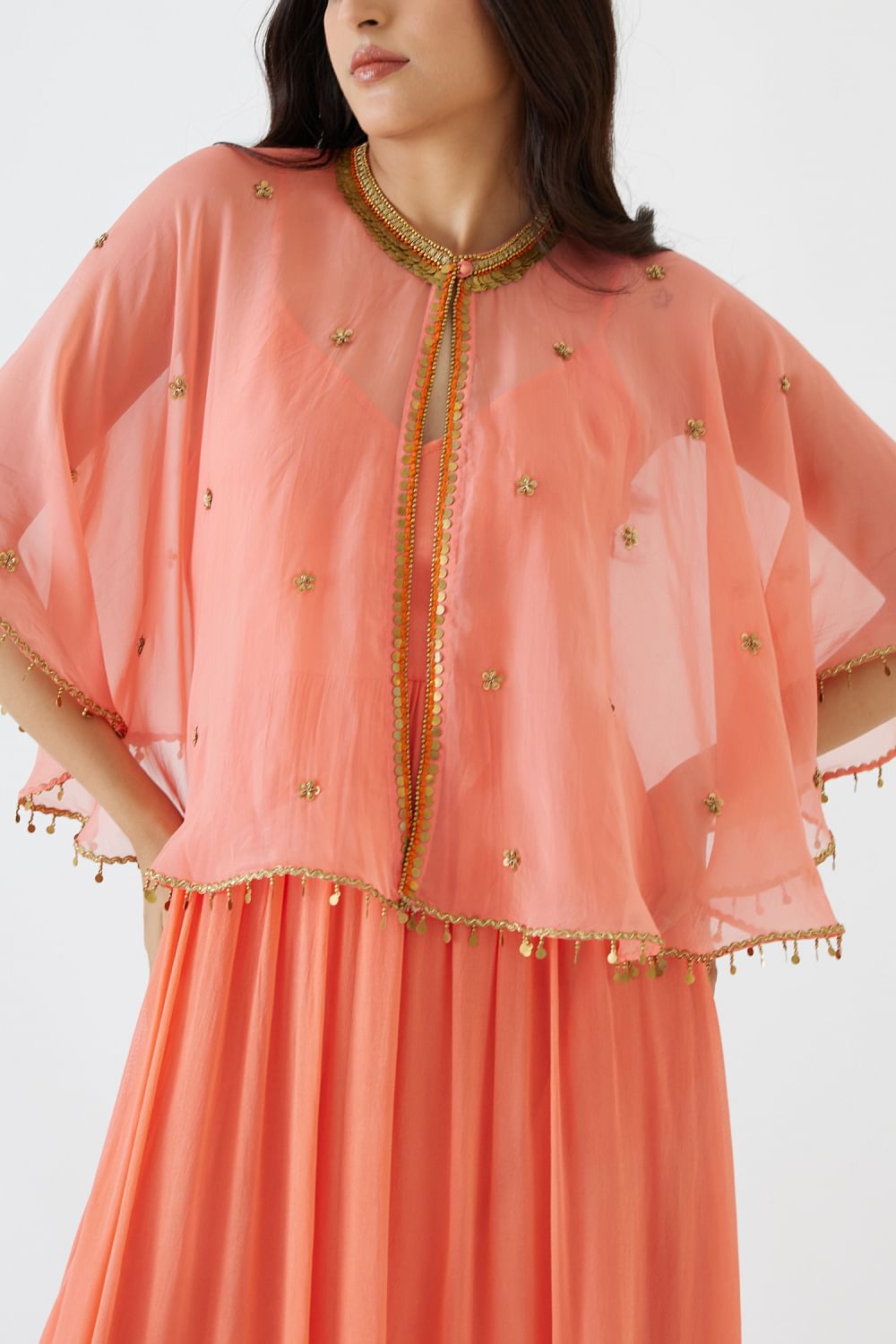 Peach cape dress sale