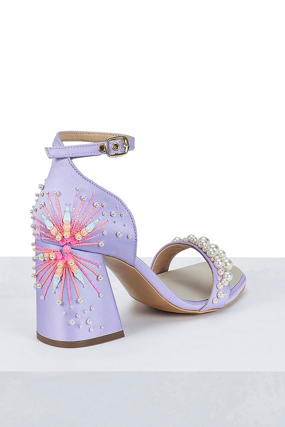 Lilac block heels clearance