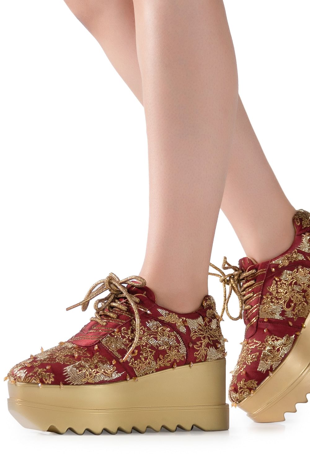 Maroon wedge sneakers hot sale