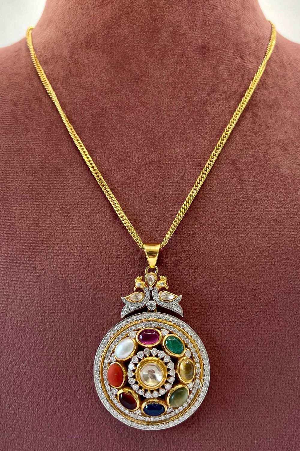 Multicolour navratna pendant