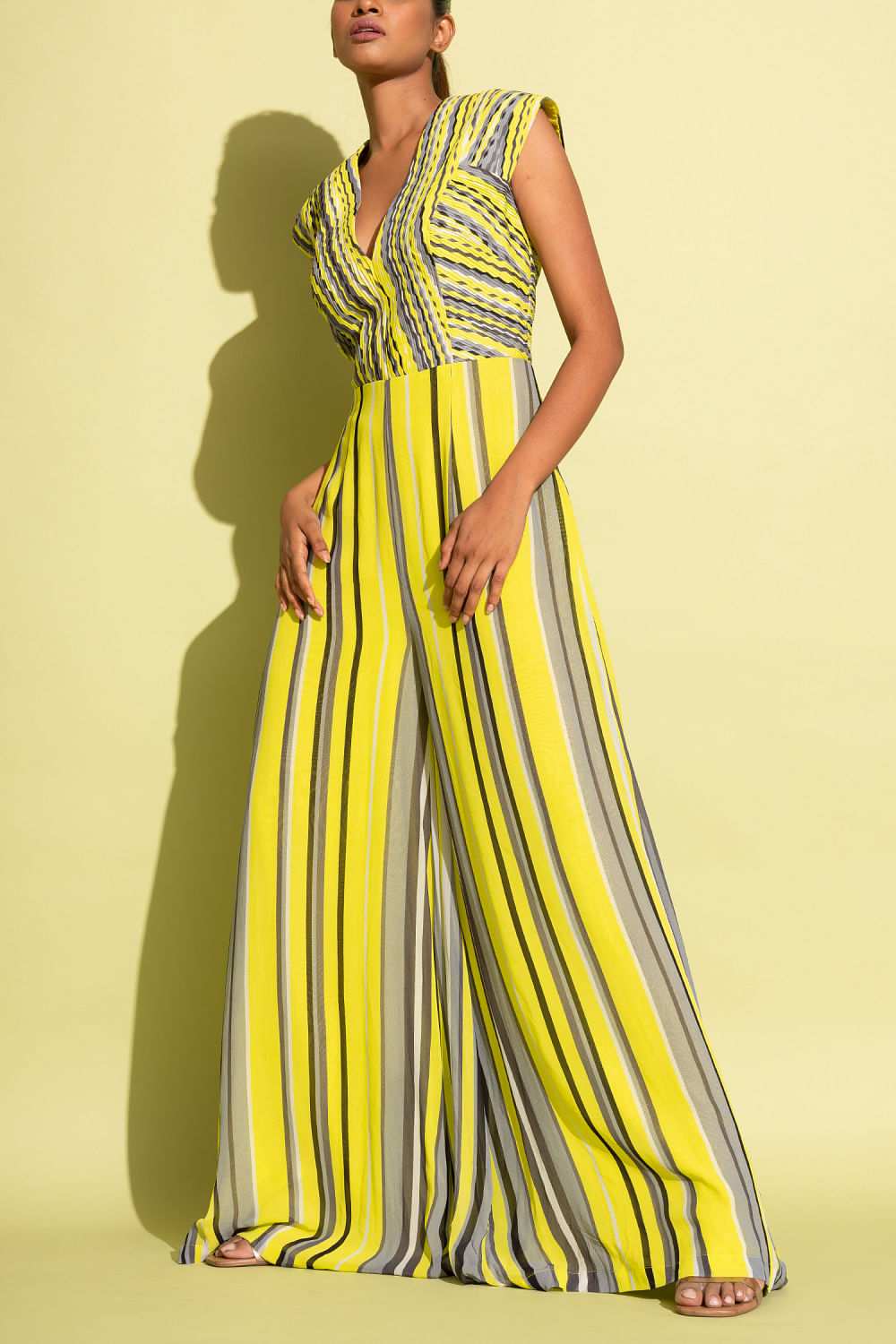 Yellow Striped Jumpsuit, Straw Hat | Summer Looks | The Hunter Collector
