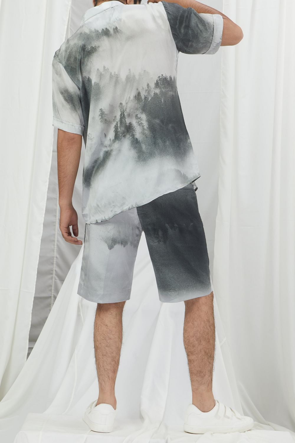 Buy Off white landscape print shirt by Nirmooha at Aashni and Co