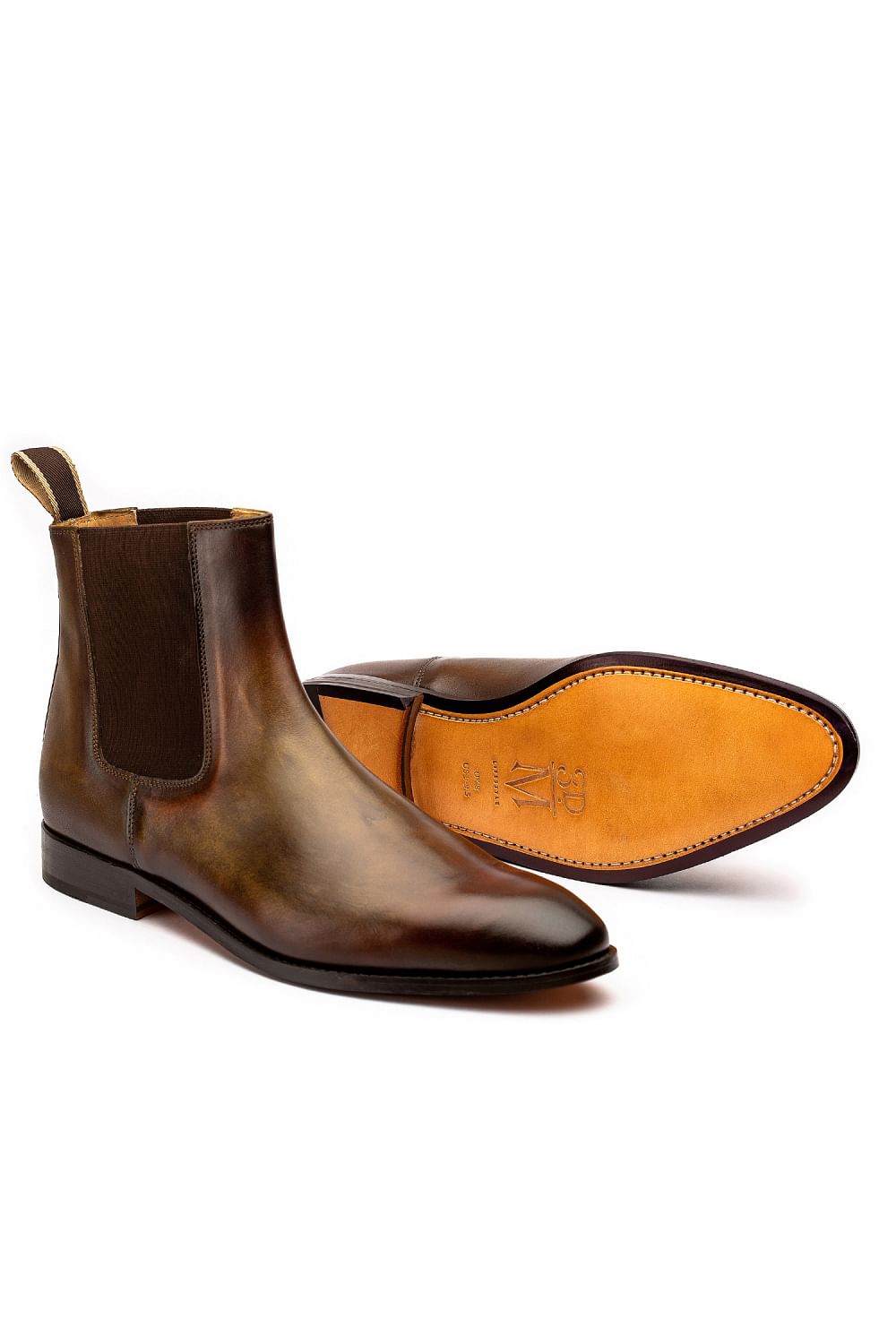 Buy Olive and brown Chelsea leather boots by 3DM Lifestyle at