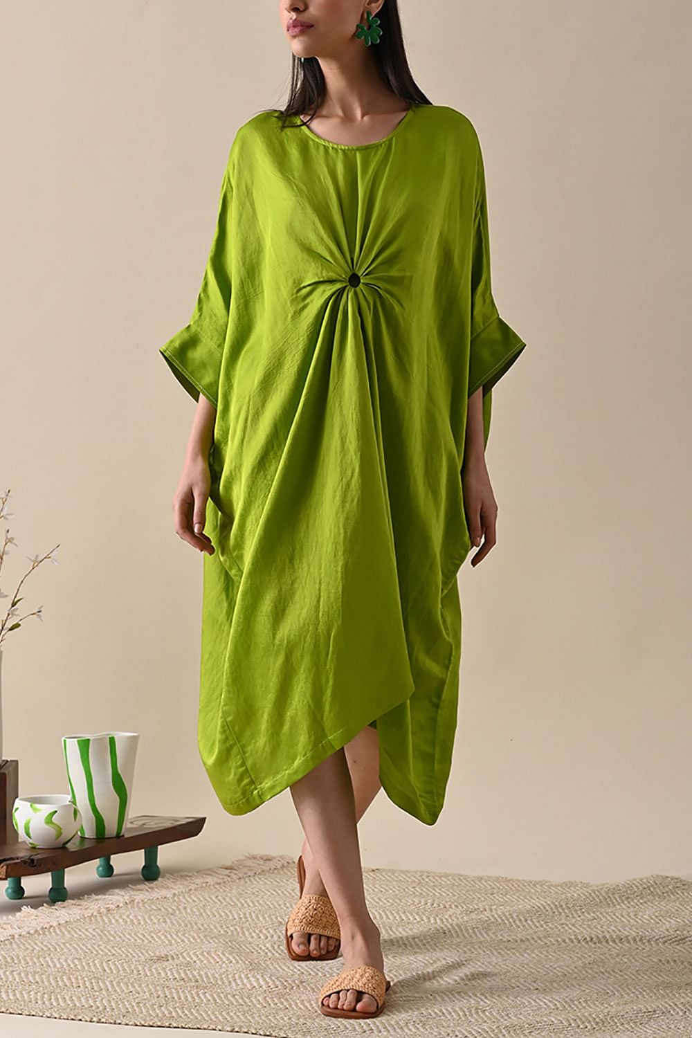 Olive oversized kaftan dress